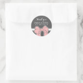 Rond Sticker rose Gris Blanc Ribbon Bow Mariage Faveur (Sac)