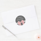 Rond Sticker rose Gris Blanc Ribbon Bow Mariage Faveur (Enveloppe)