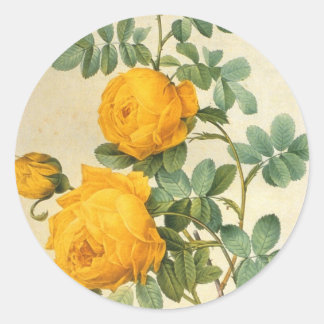Rond Sticker rose jaune vintage