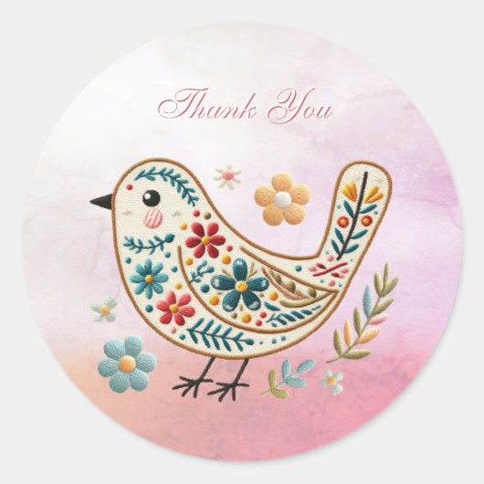 Rond Sticker rose Little Bird Floral (Devant)