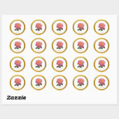 Rond Sticker rose Merci (Feuille)