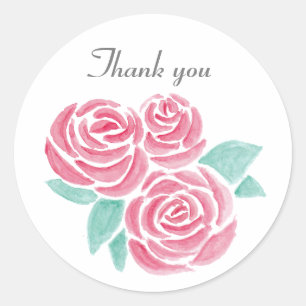 Rond Sticker rose Merci Élégant Merci Rose