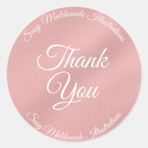 Rond Sticker rose Merci or