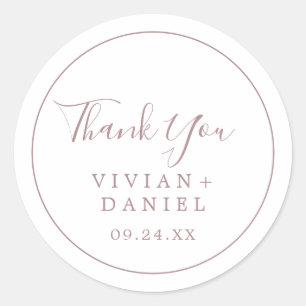 Rond Sticker Rose minimal Merci Or Mariage Favor Sticke