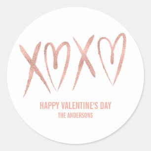 Rond Sticker Rose moderne brossé or Valentine
