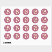 Rond Sticker rose monogramme (Feuille)