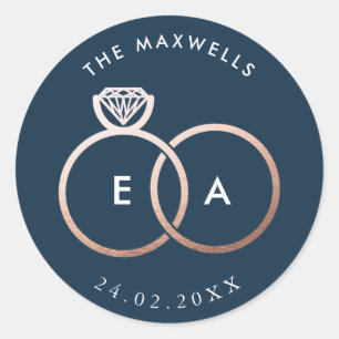 Rond Sticker Rose or Cercles Marine Blue Mariage