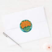 Rond Sticker Rose Orange Passion (Enveloppe)
