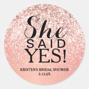 Rond Sticker - Rose Parties scintillant Or Elle A Dit O