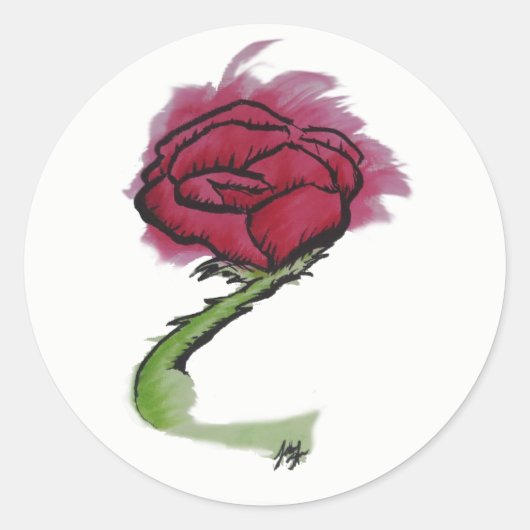 Rond Sticker Rose peint (Devant)