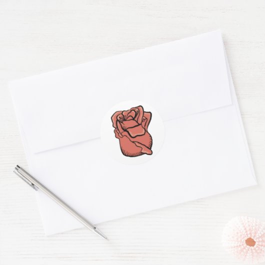 Rond Sticker rose personnalisable (Enveloppe)