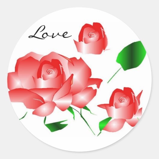 Rond Sticker "Rose Red I Love" (Devant)