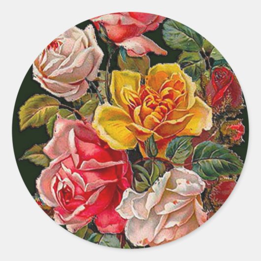 Rond Sticker Rose romantique (Devant)