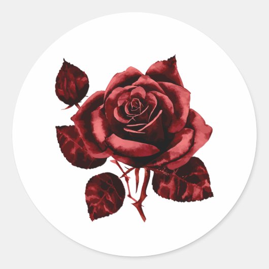 Rond Sticker Rose rouge (Devant)