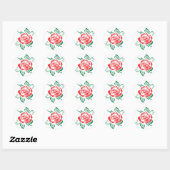 Rond Sticker Rose rouge (Feuille)