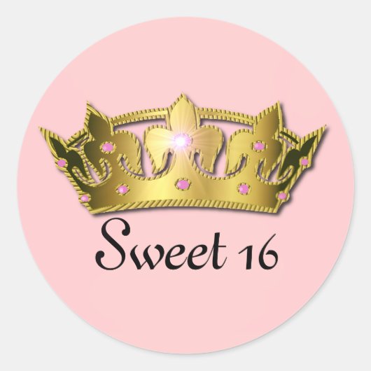 Rond Sticker rose Sweet 16 Couronne (Devant)