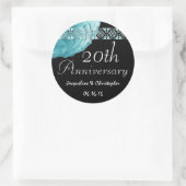Rond Sticker Rose TURQUOISE du 20e anniversaire (Sac)