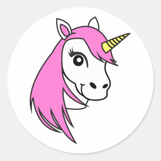 Rond Sticker rose Unicorne (Devant)