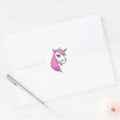 Rond Sticker rose Unicorne (Enveloppe)