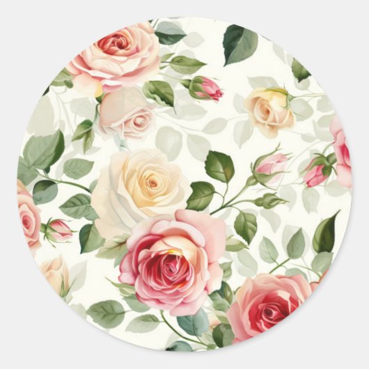 Rond Sticker Roses Jaunes vintages (Devant)