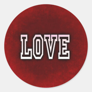Rond Sticker rouge & blanc Valentine's Day Love Round