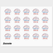 Rond Sticker rouge bleu Confetti Welcome Back Round (Feuille)