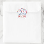 Rond Sticker rouge bleu Confetti Welcome Back Round (Sac)