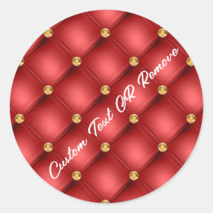Rond Sticker rouge de texte LCustom avec diamants d'or