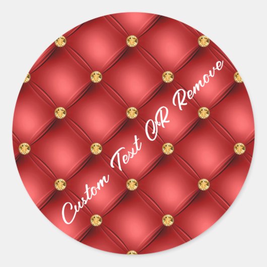 Rond Sticker rouge de texte LCustom avec diamants d'or (Devant)