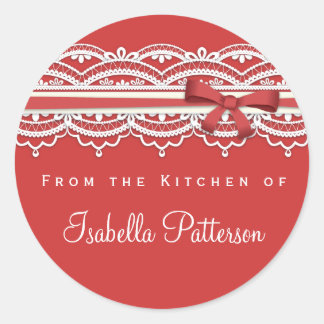 Rond Sticker rouge dentelle Vintage de la cuisine