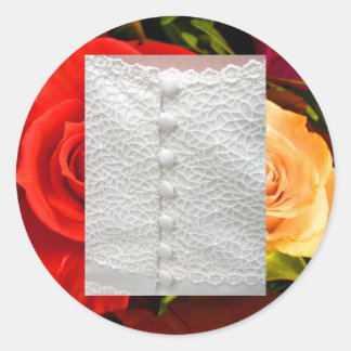 Rond Sticker rouge jaune Mariage blanc