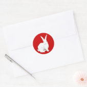 Rond Sticker rouge lapin (Enveloppe)