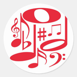 Rond Sticker rouge musical