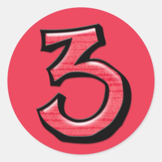 Rond Sticker rouge Silly Numéro 3 (Devant)