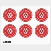 Rond Sticker rouge Snowflake Happy Holidays (Feuille)