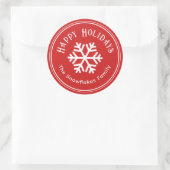 Rond Sticker rouge Snowflake Happy Holidays (Sac)