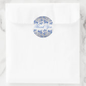 Rond Sticker Royal Blue Floral et Silver Merci (Sac)