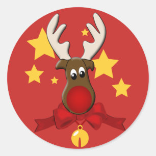 Rond Sticker Rudolph Reindeer de Noël