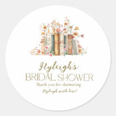 Rond Sticker Rustic Elegance Floral Book Fête des marié (Devant)