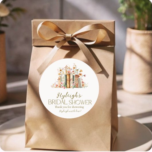 Rond Sticker Rustic Elegance Floral Book Fête des marié