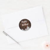 Rond Sticker Rustic Wood Happy Holidays (Enveloppe)