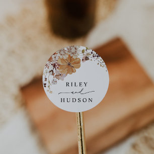 Rond Sticker Rustique Mariage de automne Citrouille Fav
