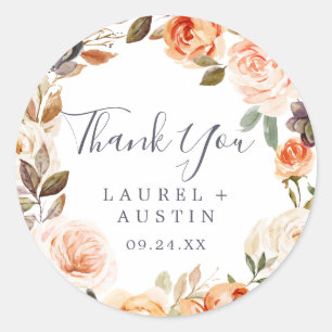 Rond Sticker Rustique Merci Terre de mariage Favor