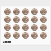 Rond Sticker Rustique Rose Floral First Holy Communion (Feuille)