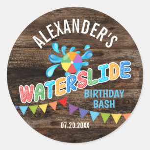Rond Sticker Rustique Waterslide Party