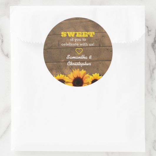 Rond Sticker Sac-Bac Rustique et Fleurs de soleil en bo (Sac)