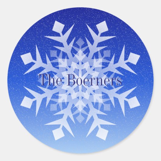 Rond Sticker sac Enveloppe Noël Snowflake Nom (Devant)