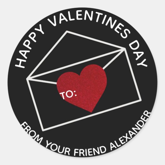 Rond Sticker Sac Favour pour les petits Valentine (Devant)