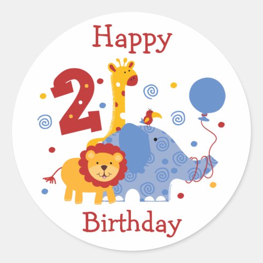 Rond Sticker Safari 2ème anniversaire personnalisé (Devant)