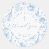 Rond Sticker Safari bleu Toile de Jouy (Devant)